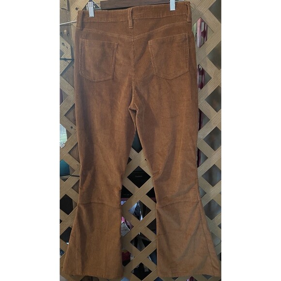 NWT KATE QUINN Women’s Corduroy Sienna Brown Organic Cotton Flare Leg Pants 14 - Picture 4 of 9